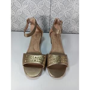 Avon Cushion Walk Gold Sandals Ankle Strap womens Size 8 Formal Party Comfort